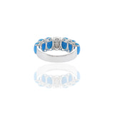 18KT White Gold Oval Turquoise And Diamond Ring