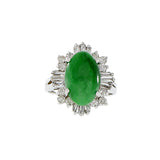 18KT White Gold Retro Era Jade And Diamond Ring