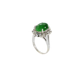 18KT White Gold Retro Era Jade And Diamond Ring