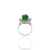 18KT White Gold Retro Era Jade And Diamond Ring