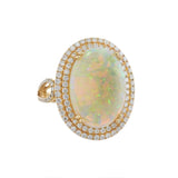 14KT Yellow Gold Opal and Diamond Double-Halo Ring