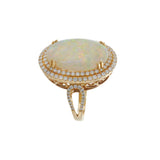 14KT Yellow Gold Opal and Diamond Double-Halo Ring