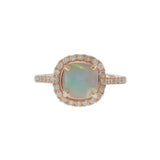 14KT Rose Gold Opal & Diamond Halo Ring