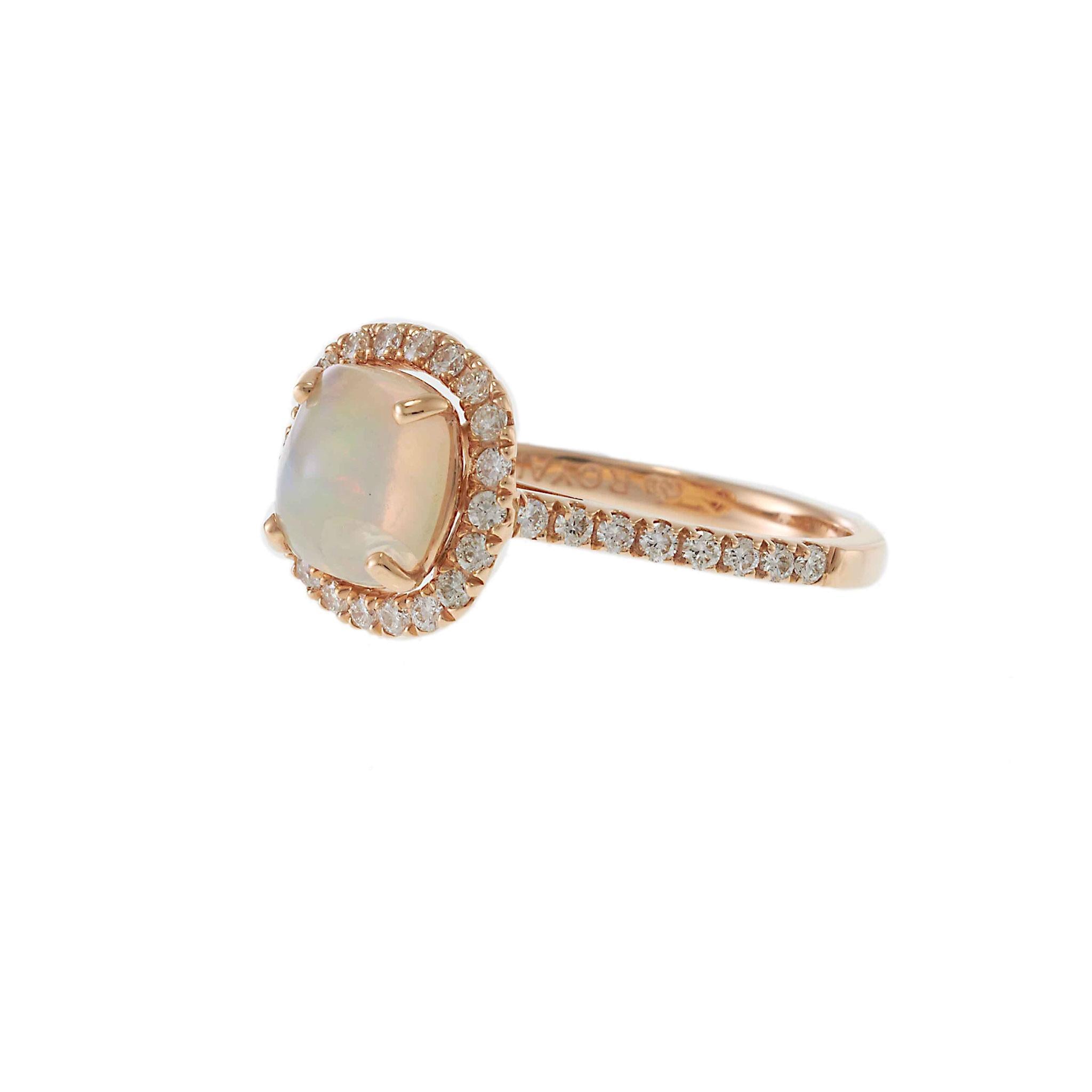 14KT Rose Gold Opal & Diamond Halo Ring