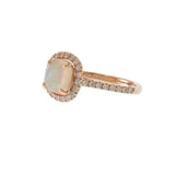 14KT Rose Gold Opal & Diamond Halo Ring