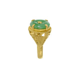 Vintage Retro Era 24KT Yellow Gold Genuine Green Jade Ring