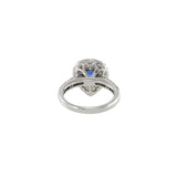 18KT White Gold Pear Shaped Blue Sapphire And Diamond Ring