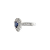 18KT White Gold Pear Shaped Blue Sapphire And Diamond Ring