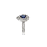 18KT White Gold Pear Shaped Blue Sapphire And Diamond Ring