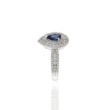 18KT White Gold Pear Shaped Blue Sapphire And Diamond Ring