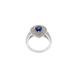 18KT White Gold Pear Shaped Blue Sapphire And Diamond Ring