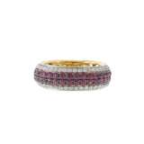 18KT Yellow Gold Diamond and Ruby Pavé Band