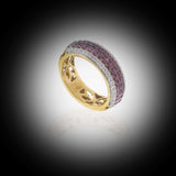 18KT Yellow Gold Diamond and Ruby Pavé Band