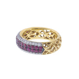 18KT Yellow Gold Diamond and Ruby Pavé Band
