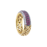 18KT Yellow Gold Diamond and Ruby Pavé Band