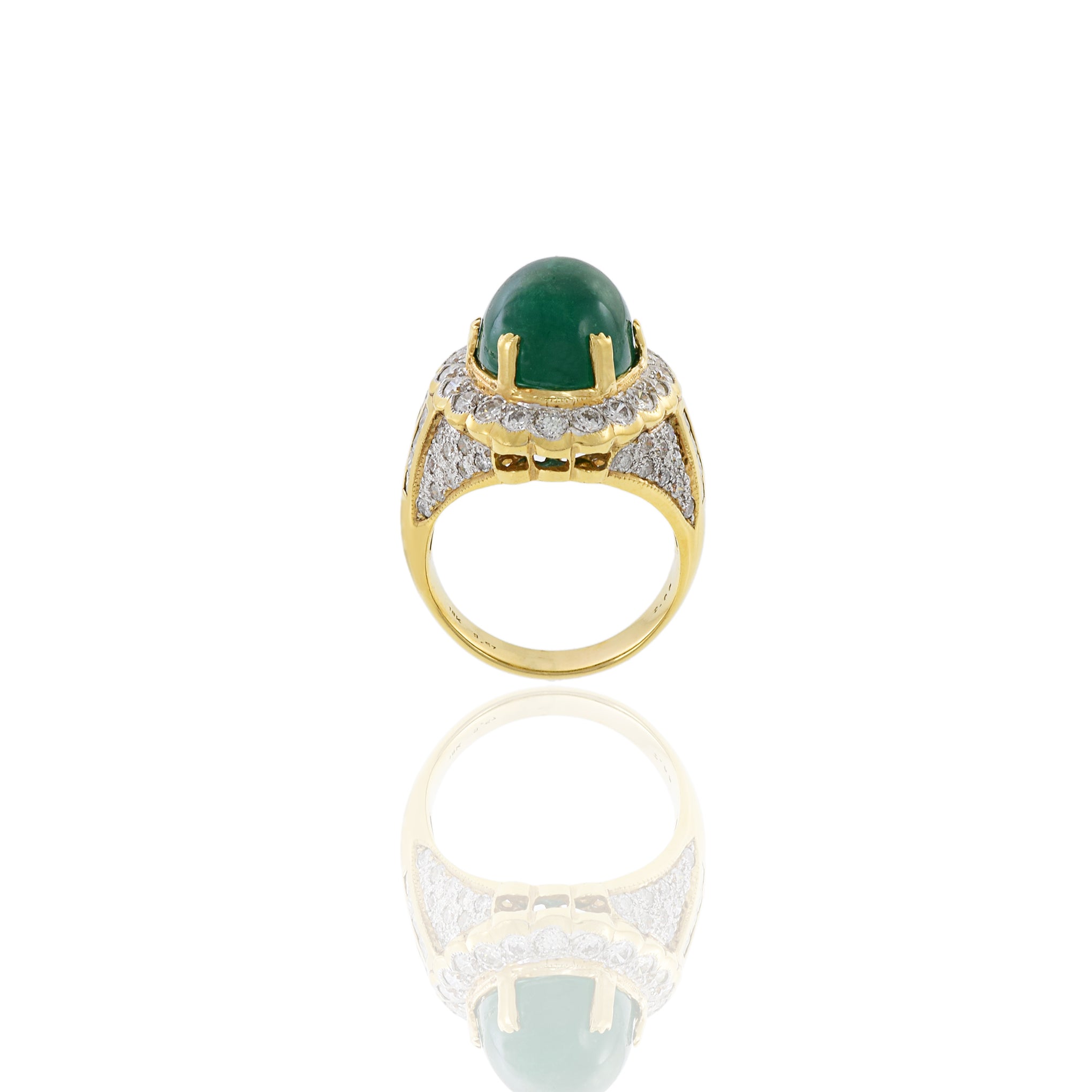 18kt Yellow Gold, Emerald and Diamond Ring