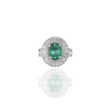 18KT White Gold Emerald And Diamond Ring