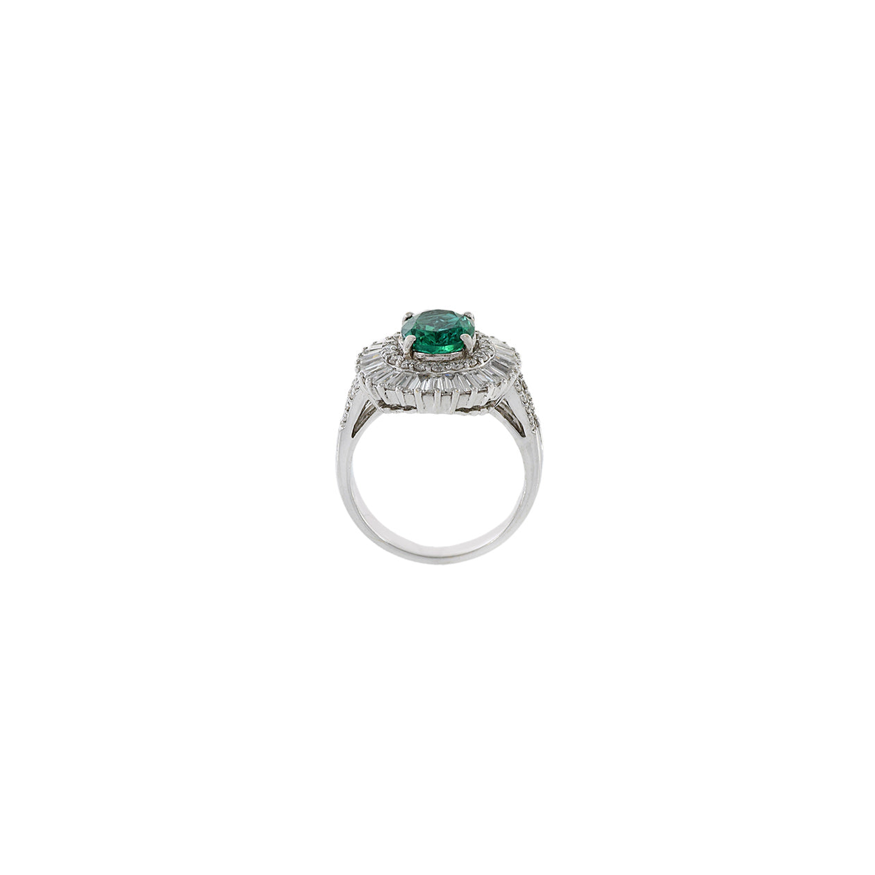 18KT White Gold Emerald And Diamond Ring