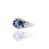 18KT White Gold Cabochon Blue Sapphire And Diamond Ring