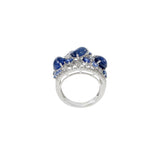 18KT White Gold Cabochon Blue Sapphire And Diamond Ring