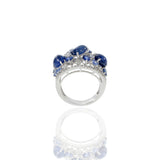 18KT White Gold Cabochon Blue Sapphire And Diamond Ring