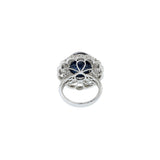 18KT White Gold Cabochon Cut Blue Sapphire And Diamond Ring