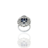 18KT White Gold Cabochon Cut Blue Sapphire And Diamond Ring