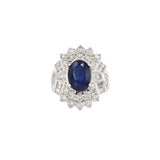 18KT White Gold Blue Sapphire And Diamond Cocktail Ring