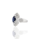 18KT White Gold Blue Sapphire And Diamond Cocktail Ring