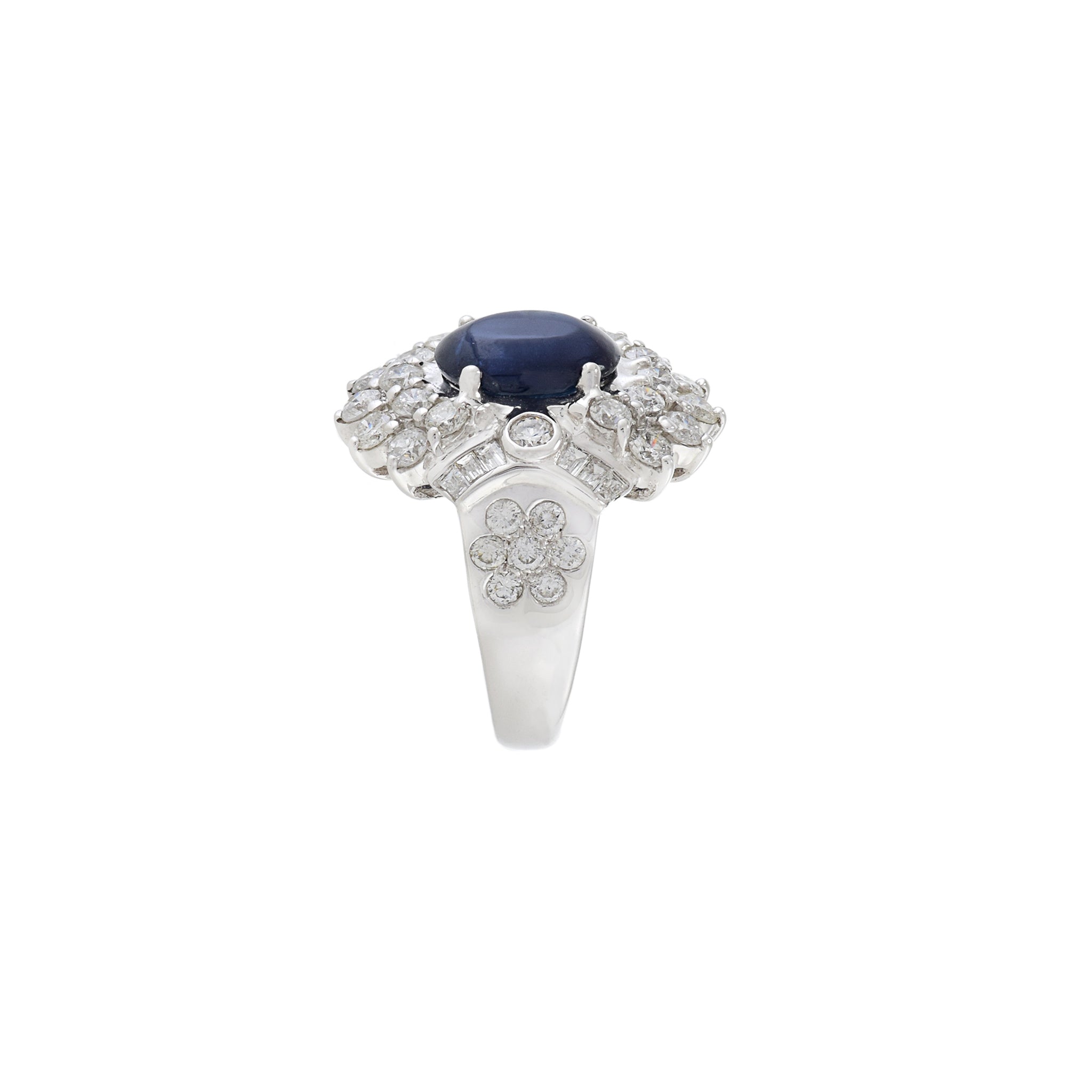 18KT White Gold Blue Sapphire And Diamond Cocktail Ring