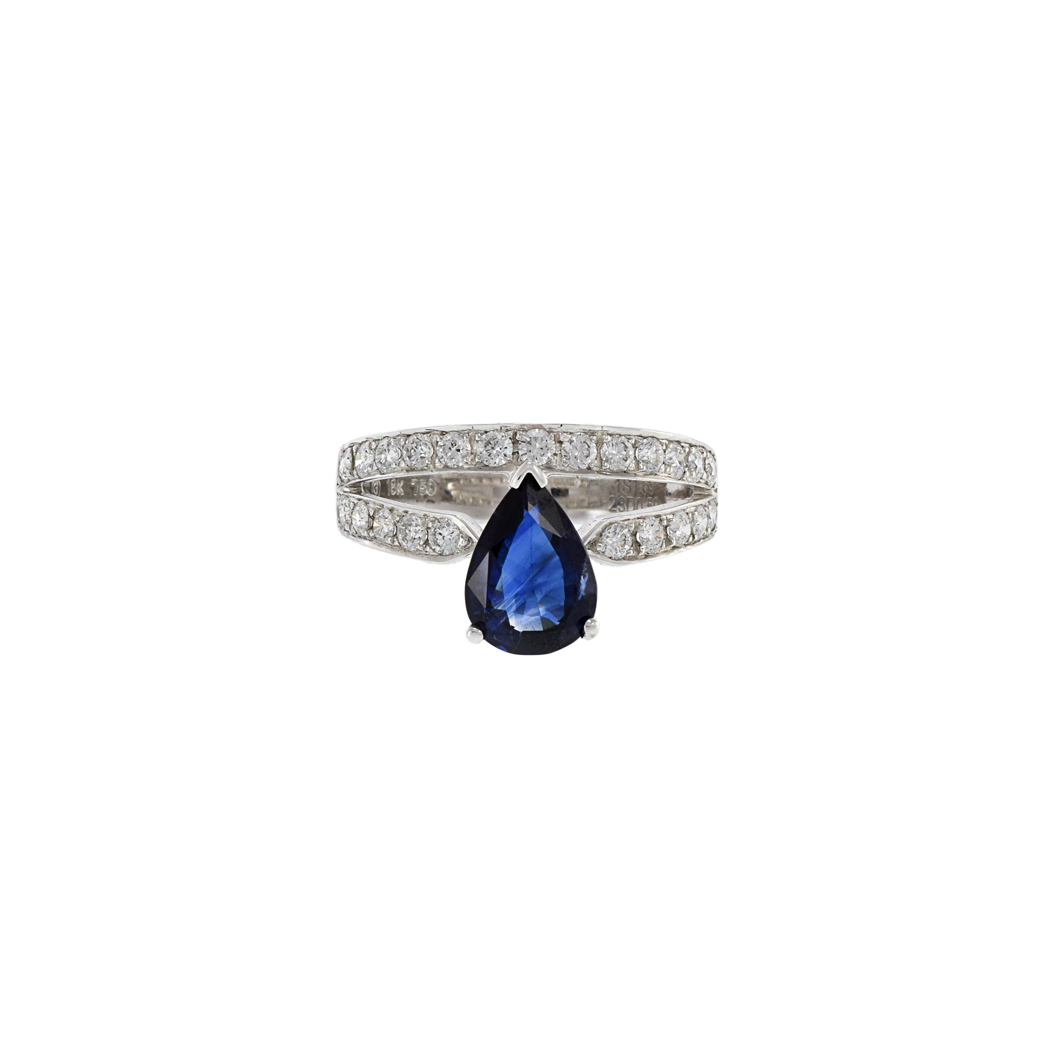 18KT White Gold Blue Sapphire And Diamond Ring