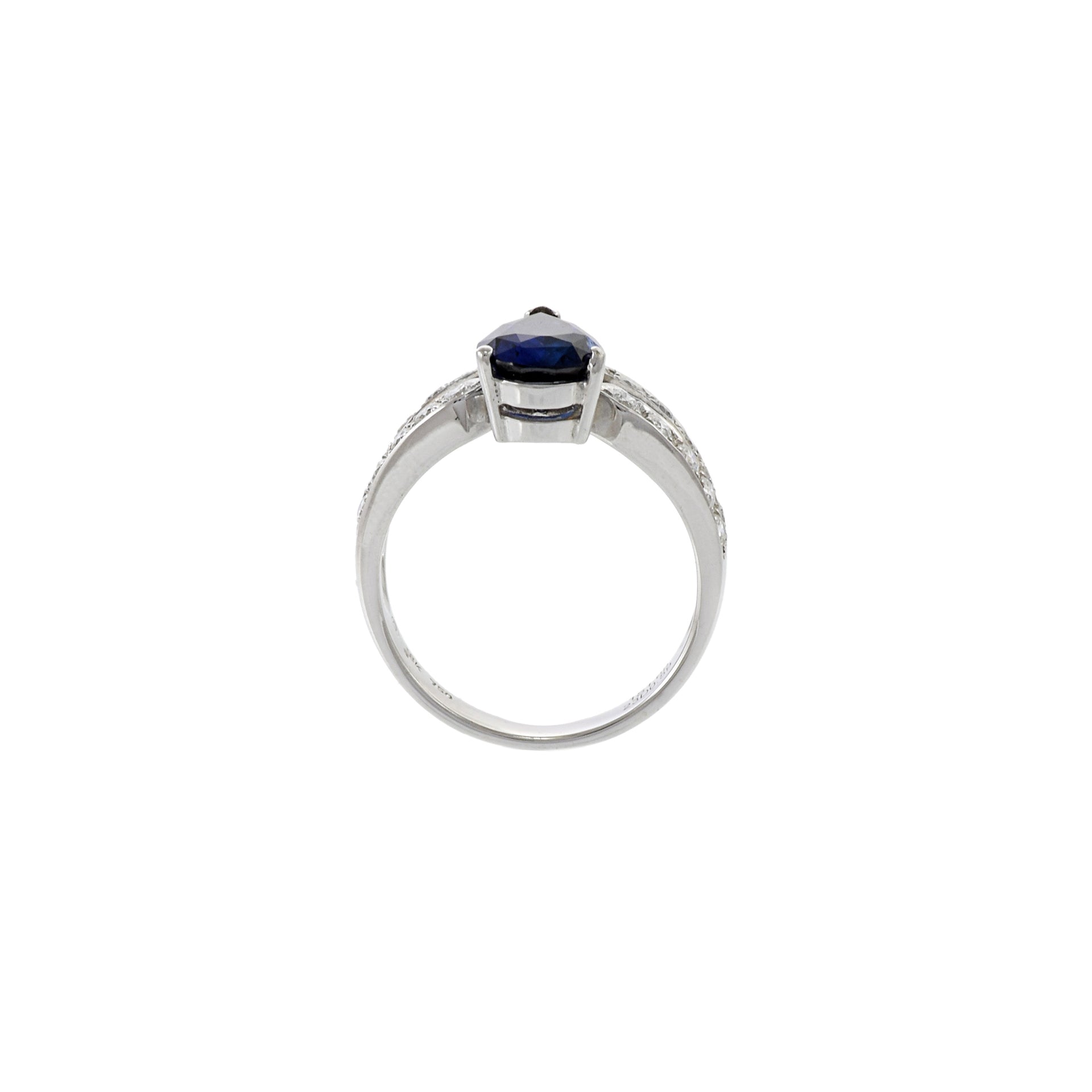 18KT White Gold Blue Sapphire And Diamond Ring