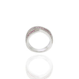 18KT White Gold Ruby and Diamond Criss Cross Ring