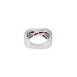 18KT White Gold Ruby and Diamond Criss Cross Ring