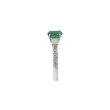 18KT White Gold Oval Emerald and Diamond Ring