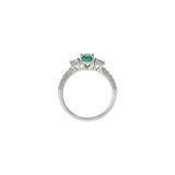 18KT White Gold Oval Emerald and Diamond Ring