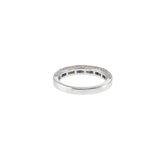 18KT White Gold Channel-Set Sapphire and Diamond Milgrain Edge Band