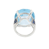 Oval Blue Topaz, Sapphire, and Diamond Ring in 18KT White Gold