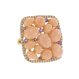 18kt Rose Gold Coral and Amethyst with Diamond Ring