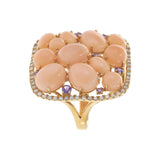 18kt Rose Gold Coral and Amethyst with Diamond Ring