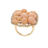 18kt Rose Gold Coral and Amethyst with Diamond Ring
