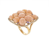 18kt Rose Gold Coral and Amethyst with Diamond Ring