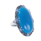18kt White Gold Blue Agate Sapphire and Diamond Ring