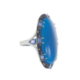 18kt White Gold Blue Agate Sapphire and Diamond Ring