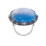 18kt White Gold Blue Agate Sapphire and Diamond Ring