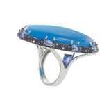 18kt White Gold Blue Agate Sapphire and Diamond Ring