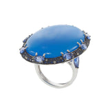 18kt White Gold Blue Agate Sapphire and Diamond Ring