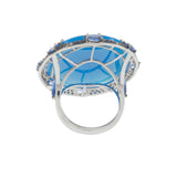 18kt White Gold Blue Agate Sapphire and Diamond Ring