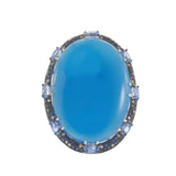18kt White Gold Blue Agate Sapphire and Diamond Ring