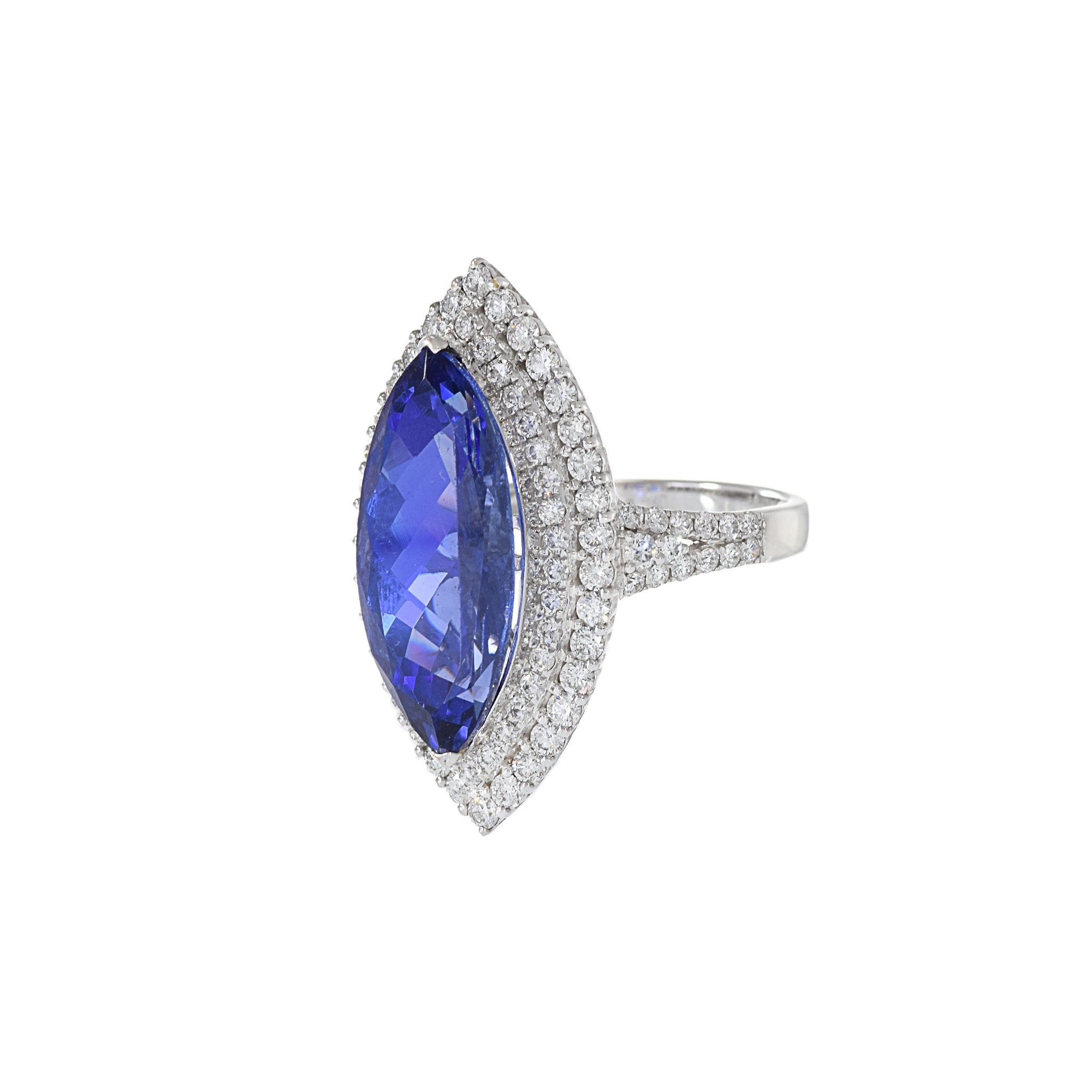 18KT White Gold Tanzanite And Diamond Ring